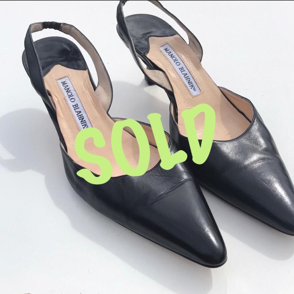 Manolo Blahnik Carolyne Slingback Kitten Heels